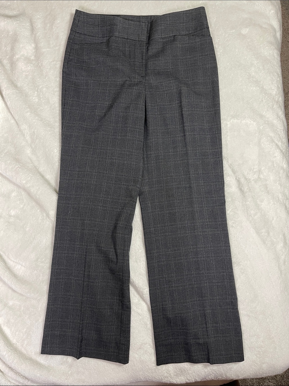 LOFT Gray Plaid Wide-Leg Dress Pants